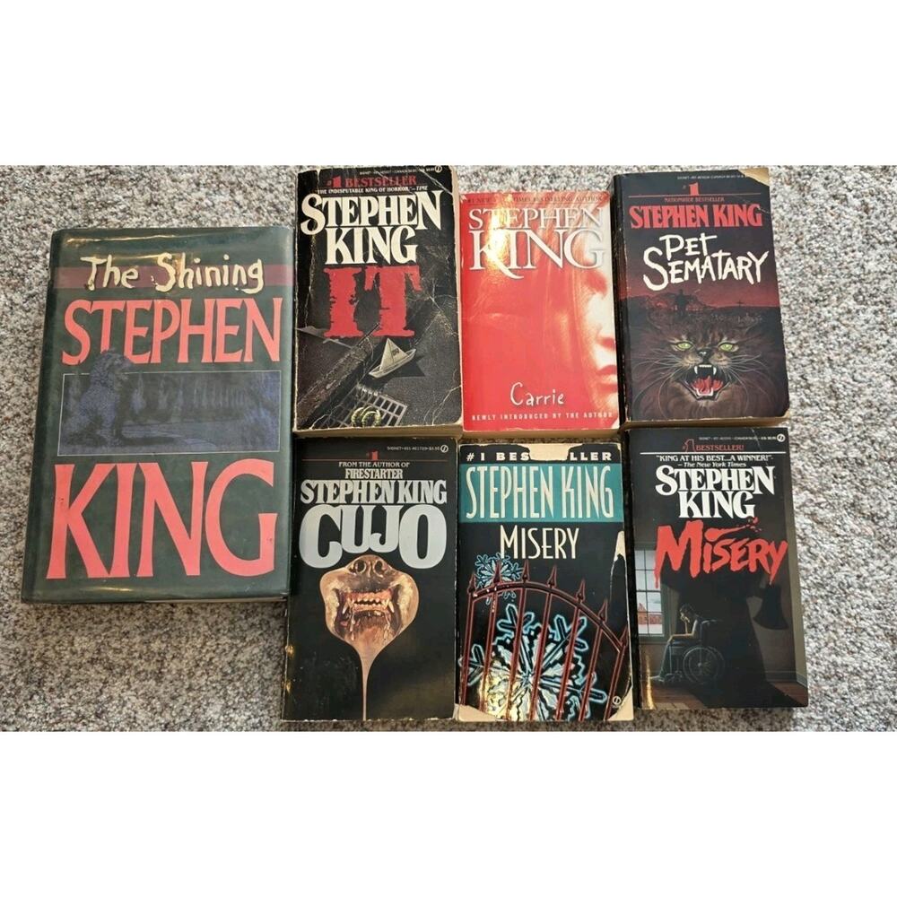 Lot Of 7 Stephen King Books Vintage Paperback Cujo IT Pet Sematary Misery Carrie